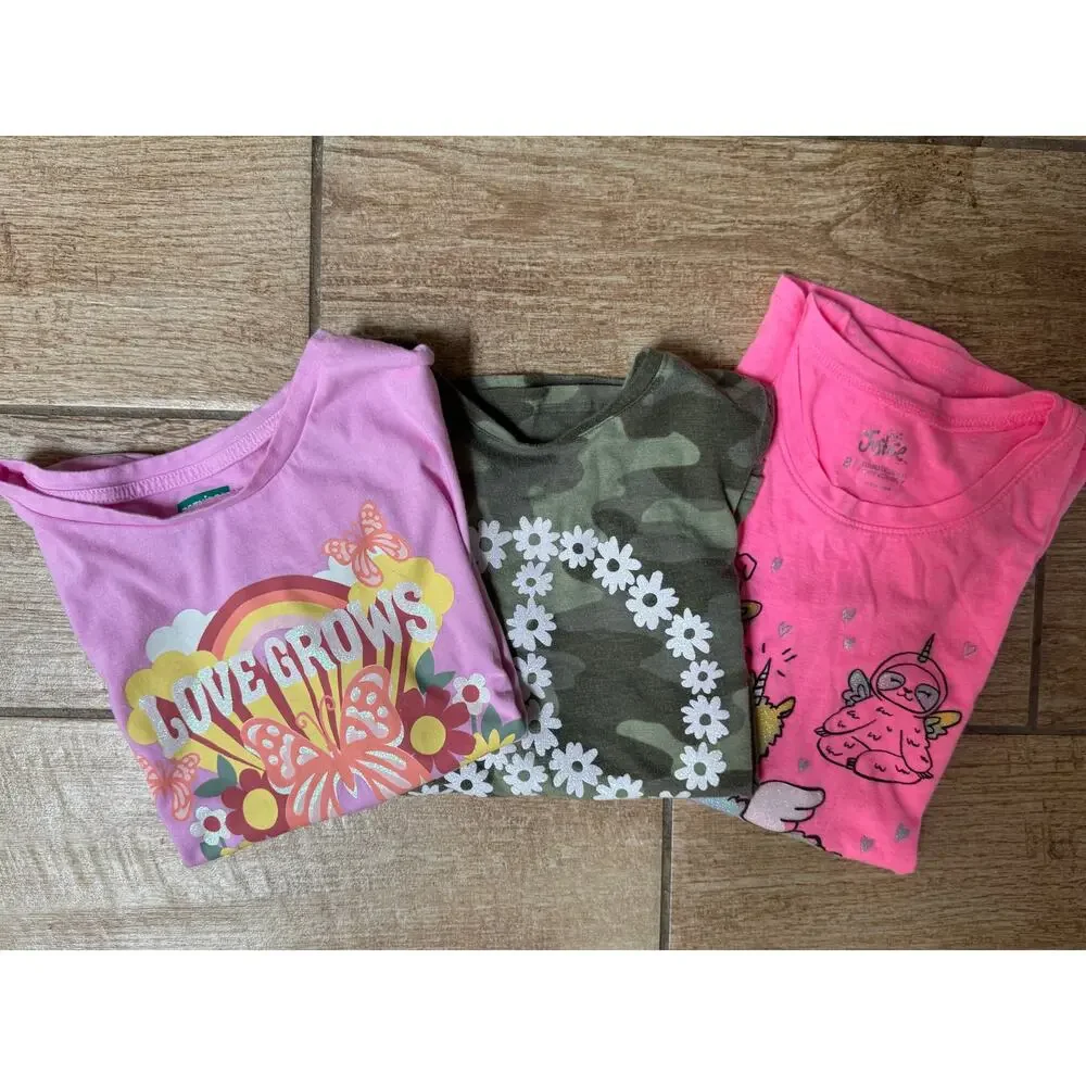 Girls Shirts (bundle of 3) Beautiful, Kindness; Peace, Size 8
